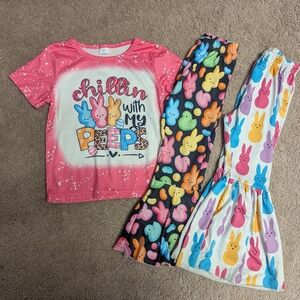 Chillin' Bunny Kids Pajama Set - Pink, Black, White